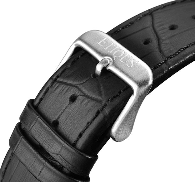 Etiqus Sport Pro Black Leather Strap With Stainless Steel Buckle
