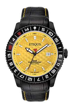 ETIQUS SPORT PRO IONIC with Winter Yellow Dial and Black Leather Strap