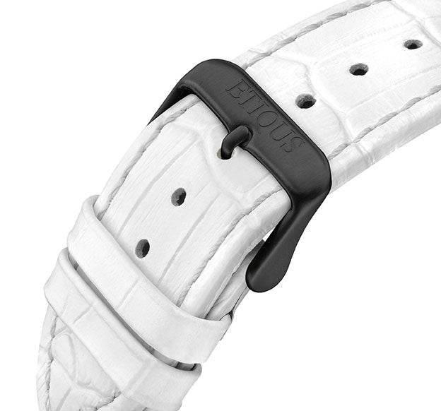 Etiqus Sport Pro Ionic White Leather Strap With Black Ip Buckle