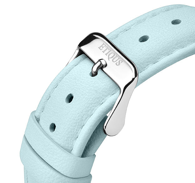 Etiqus Sport Lady Pastel Blue Leather Strap With Stainless Steel Buckle
