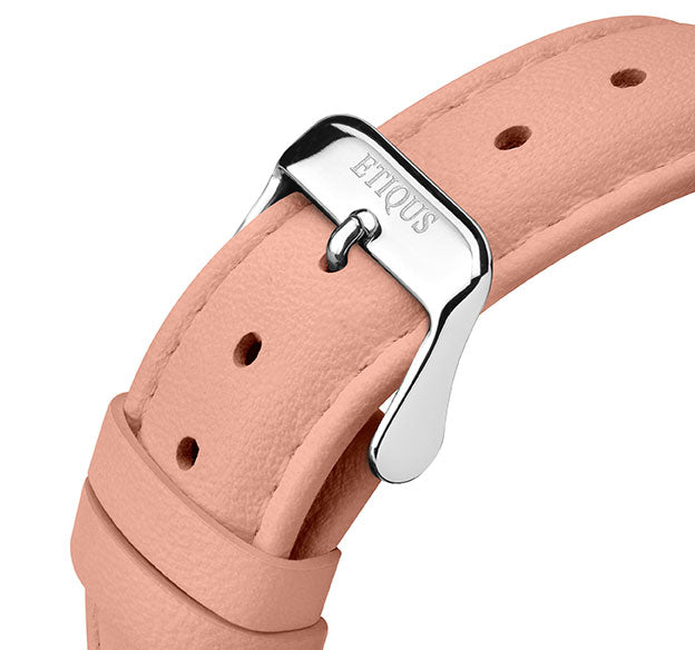 Etiqus Sport Lady Pink Leather Strap With Stainless Steel Buckle