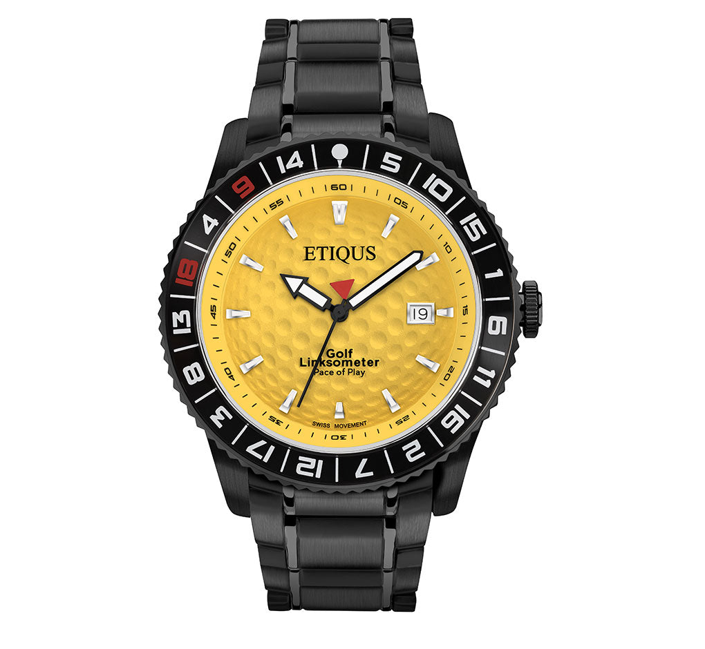 ETIQUS SPORT PRO IONIC with Winter Yellow Dial and Black Ionic Plated Steel Bracelet