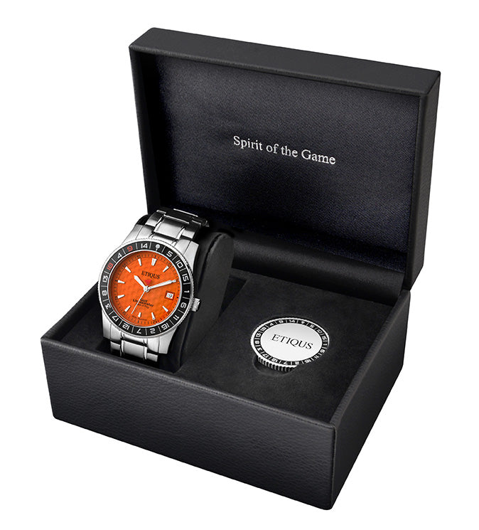 ETIQUS SPORT TOUR with Iberian Orange Dial and Stainless Steel Bracelet
