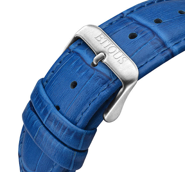 Etiqus Sport Tour Blue Leather Strap With Blue Stitch Detail & Stainless Steel Buckle