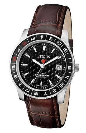 ETIQUS SPORT TOUR with Night Black Dial and Brown Leather Strap