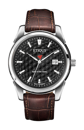 ETIQUS CLASSIC TOUR with Night Black Dial and Brown Leather Strap