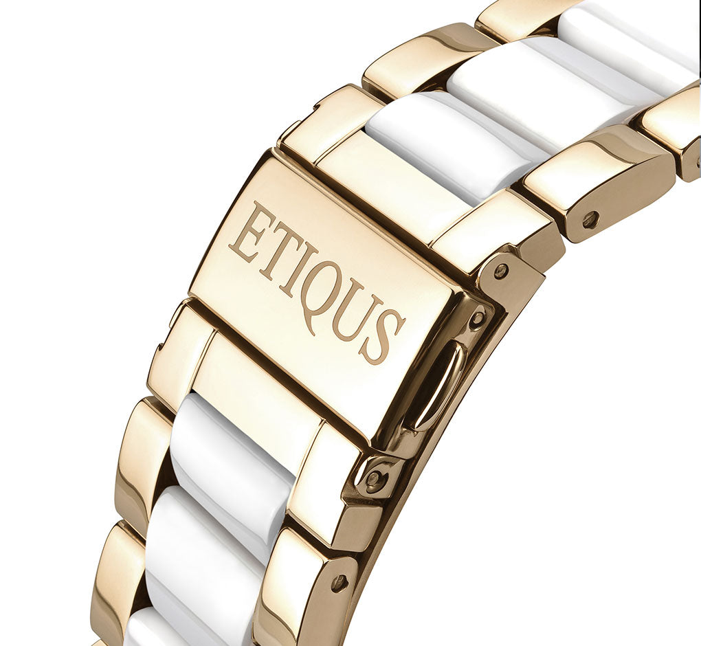 ETIQUS SPORT LADY Gold Plated Stainless Steel with White Ceramic Inserts