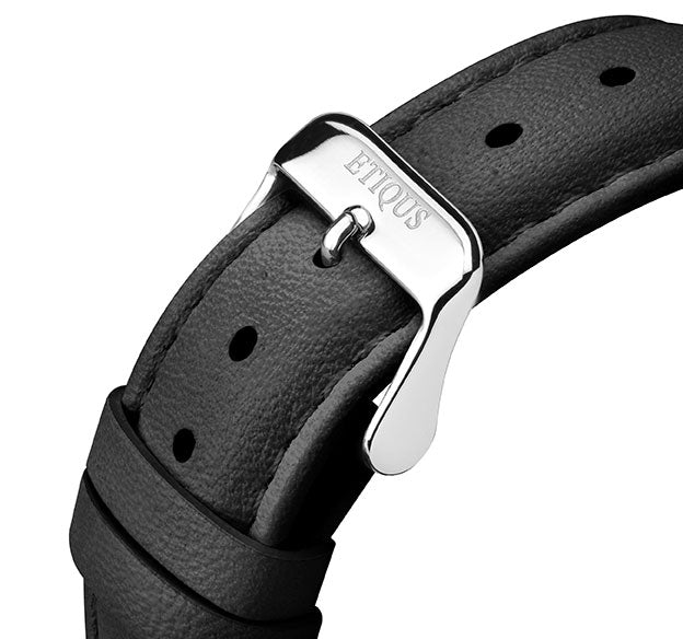 Etiqus Sport Lady Black Leather Strap With Stainless Steel Buckle