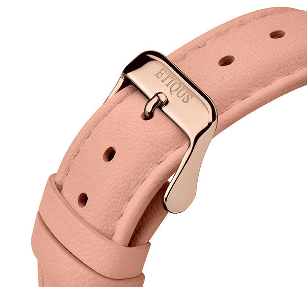Etiqus Sport Lady Pink Leather Strap With Rose Gold Plated Steel Buckle
